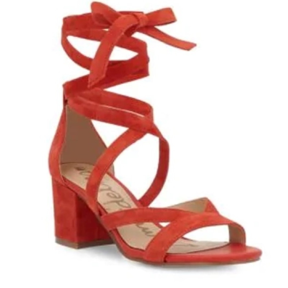 Sam Edelman Sheri Suede Block Heel Sandals In Red